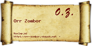 Orr Zombor névjegykártya